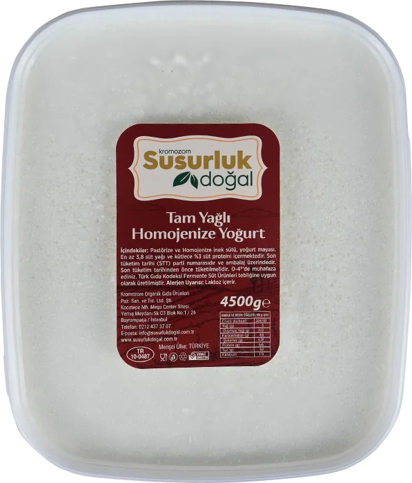 Kromozom Susurluk Tam Yağlı Homojenize Yoğurt, 4500 g dikdörtgen kap